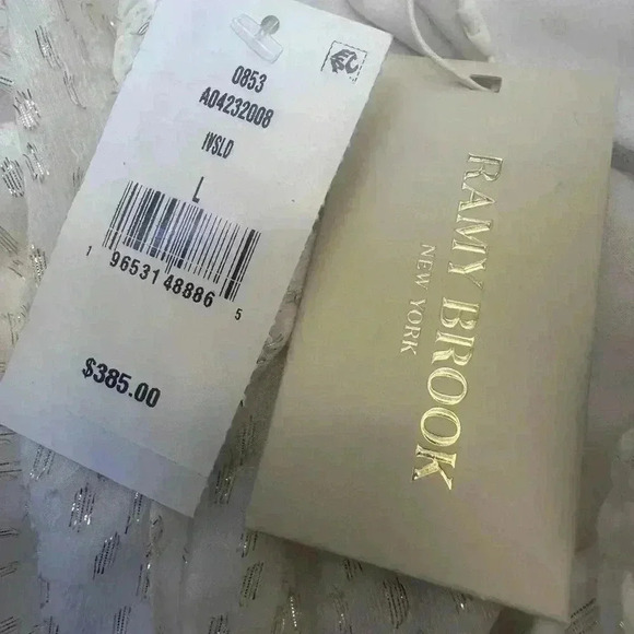 Ramy Brook Boho Gold and White Silk Blouse NWT Size L ♥️ - Picture 3 of 7